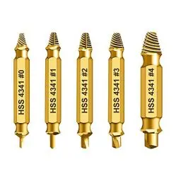 Produktbild: Daoxue Schraubenausdreher Set 5-teilig(Gold) - Linksausdreher Set Profi,Ausdreher,Schrauben Ausdrehwerkzeug,Linksdreher Set,Schraubenentferner,Linksbohrer zum Entfernen leicht beschädigter Schrauben