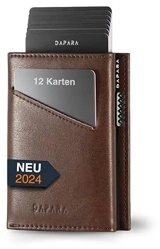 Produktbild: DAPARA Geldbörse Herren | Slim Wallet mit Münzfach & RFID-Schutz | Portmonee Männer | Kartenetui für 12 Karten | Smart Wallet for Men | Karten Geldbeutel | Portemonnaie | Espresso