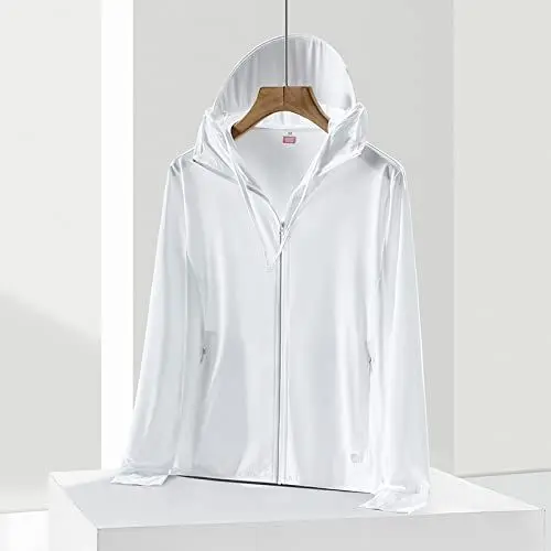 Produktbild: DAPERCI Sonnenschutz-Hoodie, Eisseiden-Dünnschliff, Paar Sonnenschutzkleidung, weiß, XXXL,UV-Sonnenschutz für Damen