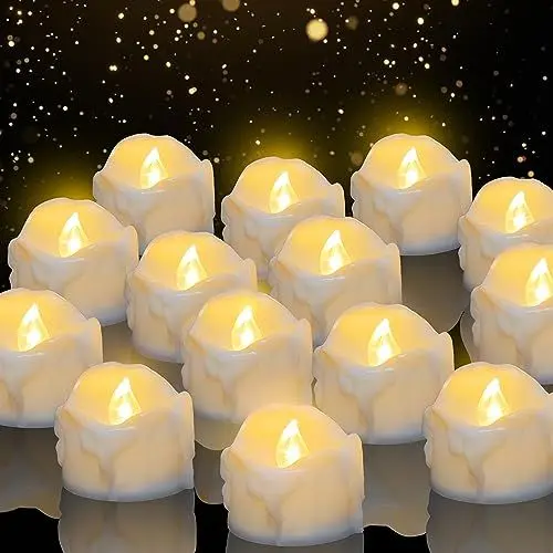 Produktbild: daphomeu LED Kerzen, 14 Set flackender LED Teelichter ideal für Halloween, Weihnachten, Herbst und Winter, Hochzeit - Durchmesser 3,6 cm x Höhe 3,2 cm