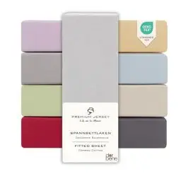 Produktbild: DarBene Kinder Spannbettlaken 70x140 Premium, Jersey 100% gekämmte Premium Baumwolle, atmungsaktiv, superweiches Bettlaken, Oeko-TEX, Hellgrau