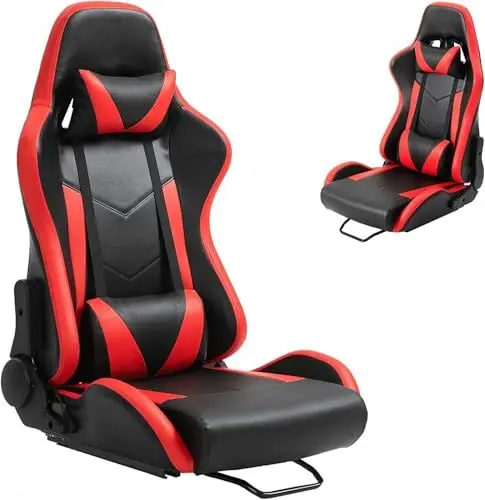Produktbild: Dardoo Racing Gaming Bucket Seat mit verstellbaren Doppel Slide Adapt Racing Simulator Cockpit Driving Wheel Stand Chair Video Game Chairs SIM Chair Rot