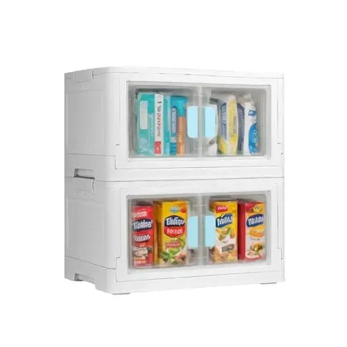 Produktbild: DARDVORLAG Set aus 2 faltbaren Aufbewahrungsboxen Stapelbare Aufbewahrungsbox aus Kunststoff Aufbewahrungskorb mit Deckel und Rädern Vielseitige Aufbewahrungsbox mit Deckel Aufbewahrungsbehälter
