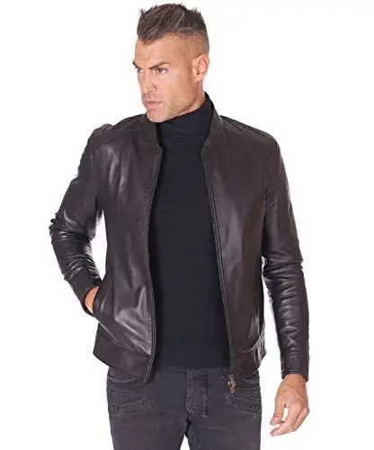 Produktbild: D'Arienzo Lederjacke Herren Schwarze Lammleder Echtleder Made in Italy Marlon schwarz/48