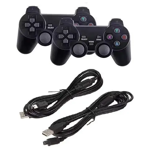 Produktbild: DARLINGTON & Sohns Set 2 Controller für Playsation 3 PS3 Wireless Gamepad Dual Shock Doppelpack PS-3 mit 2 Ladekabel