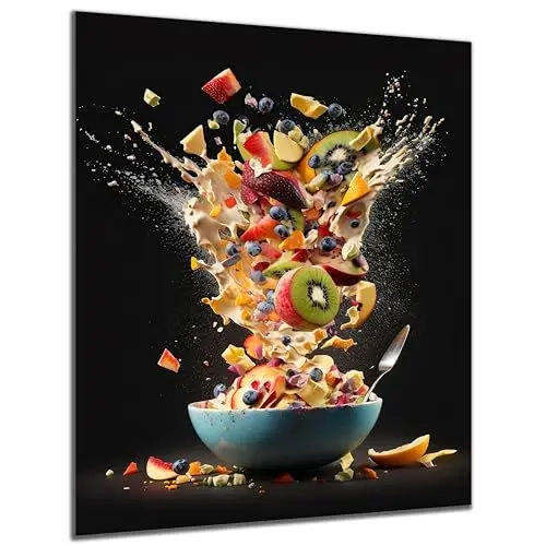 Produktbild: DARO Design - witziges Küchen-Bild auf 6mm HDF 40x30 cm Obstsalat - Wand-Deko Bilder Lustiges Geschenk