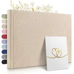 Produktbild: Das Fotoalbum für die Ewigkeit - Platz für 150 Fotos (50 Seiten oder 25 Blatt). Fotoalbum leinen Fotoalbum beige Fotoalbum zum Einkleben Fotoalbum Stoff Foto Album Foto Fotobuch zum einkleben