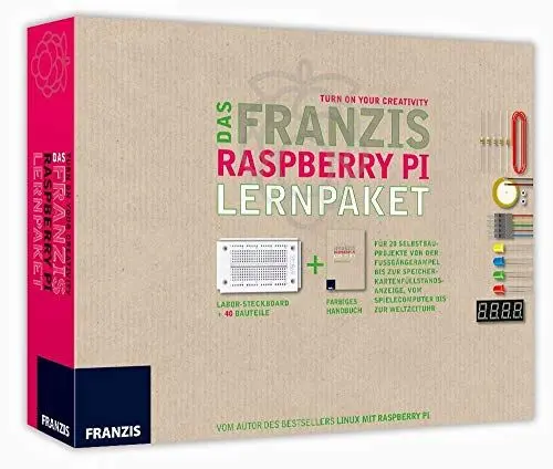 Produktbild: Das Franzis Raspberry Pi Lernpaket - Gültig für alle Modelle (A, B, A+, B+ und Raspberry Pi 2 Modell B): Für 20 Selbstbauprojete von der ... Vom Spielecomputer bis zur Weltzeituhr