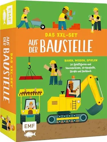 Produktbild: Das XXL-Set – Bauen, Wissen, Spielen: Auf der Baustelle: Mit 50 tollen Spielfiguren und beweglichen Baumaschinen, ausklappbarer 3D-Baustelle, Straße zum Zusammensetzen und Sachbuch