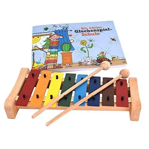 Produktbild: Das bunte Glockenspiel-Set von Voggenreiter Glockenspiel C-Dur mit Holzschlägel und Glockenspielschule (8 metallische Klangplatten, diatonisch), bunt