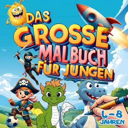 Produktbild: Das große Malbuch für Jungen: Motive zum Ausmalen für Jungen ab 4-8 Jahren | Schöne Ausmalbilder und Malvorlagen zum Entspannen