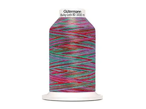 Produktbild: Das hüpfende Komma Gütermann Bulky-Lock Multicolour Bauschgarn No.80 rot-hellgrün 1000m