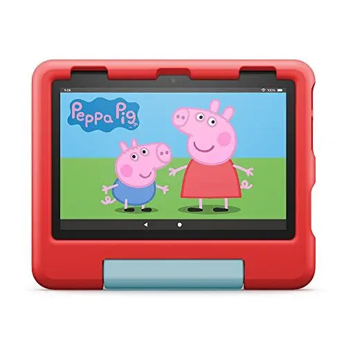 Produktbild: Das neue Fire HD 8 Kids-Tablet, 8-Zoll-HD-Display, für Kinder von 3 bis 7 Jahren, 2 Jahre Sorglos-Garantie, kindgerechte Hülle, 32 GB (2022), rot