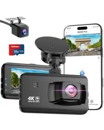 Produktbild: Dashcam Auto Vorne Hinten 4K, WiFi Dashcam mit 64GB SD Karte, Dashcam Auto mit Rückfahrassistent, Nachtsicht, 170°+140° Weitwinkel,3