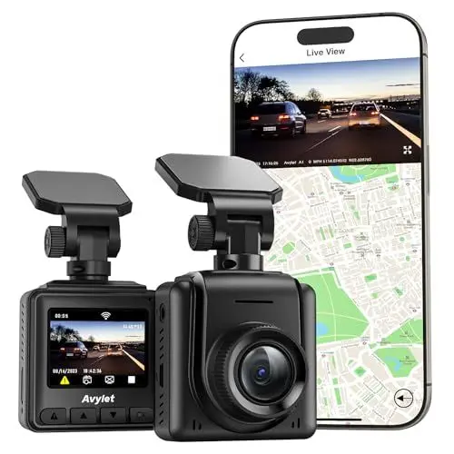 Produktbild: Dashcam Auto WiFi 2K, Mini Vorne Autokamera Unterstützt externes GPS-Modul,APP,IPS-Bildschirm,Ultra Nachtsicht,150°Weitwinkel,WDR,24 Std. Parkmodus und Bewegungserkennung,G-Sensor