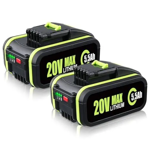 Produktbild: DASNITE 2Stück 5,5Ah Li-ion Ersatzakku für Worx Akku 20V Max WA3551 WA3553 für alle Worx 20V Max Geräte WA3572 WX390 WX176 WU268 WX166.4 WX372.1 WX800 WG259E WA3760 WA3881 mit Ladestandanzeige