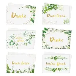 Produktbild: DATIFF 24 Stück Dankeskarten Eukalyptus Danksagungskarten Grün Blätter Vielen Dank Grußkarten Danke Karten Dankeschön Thank you Postkarten für Weihnachten Silvester Konfirmation Hochzeit