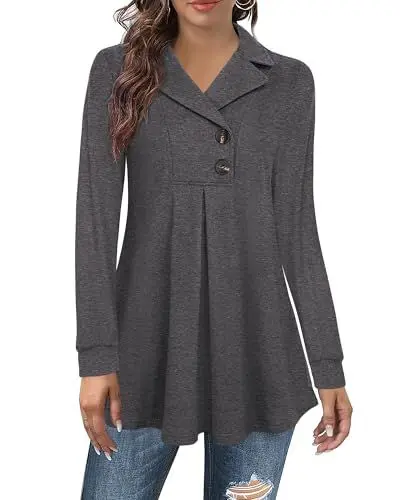 Produktbild: Tunika Damen Winter Langarm Longpulli Lässig für Leggings, Große Größen Lang Strick Pullover für Arbeit Business Kleidung Frauen Pulli Locker Hoodie Ohne-Kapuze