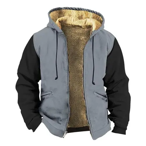 Produktbild: Daunenjacke Olivgrün Herren,Radjacke Herren Wasserdicht Atmungsaktiv Ubergangs Jacke Herren White Jacket Men Fransenjacke Herren Mantel Herren Slim Fit Business Übergangs Herrenjacke(XXL,Hellgrau)