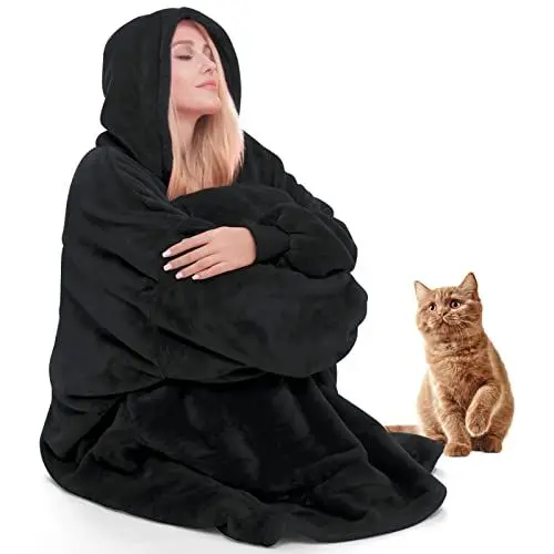 Produktbild: Daverose Hoodie Decke mit Ärmeln und Kapuze Damen, Decken Hoodie Damen, Superweiche und Warme Flanell Kuscheldecke mit Ärmeln, Oversized Blanket Hoodie als Geschenke für Herren Damen