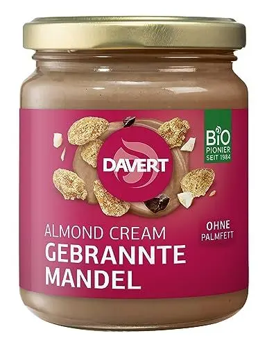 Produktbild: Davert Almond Cream Gebrannte Mandel Aufstrich 250g – Cremig, schokoladig und natürlich ohne Palmfett – 100% Davert Bio-Qualität (1 x 250g)
