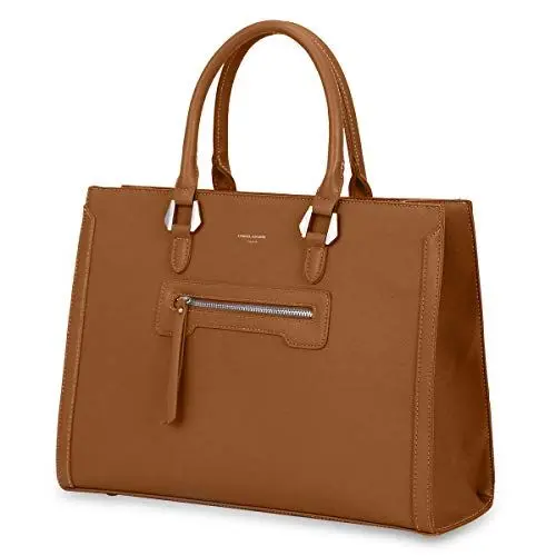 Produktbild: David Jones - Damen Große Handtasche - Frau Schule Büro Arbeit Aktentasche Henkeltasche - PU Leder Viele Fächer Taschen Arbeitstasche - Schultertasche Business Umhängetasche Tote Shopper - Braun