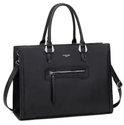 Produktbild: David Jones - Damen Große Handtasche - Frau Schule Büro Arbeit Aktentasche Henkeltasche - PU Leder Viele Fächer Taschen Arbeitstasche - Schultertasche Business Umhängetasche Tote Shopper - Schwarz