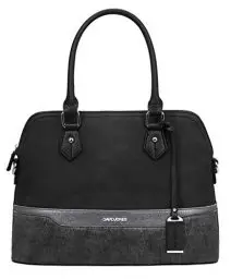 Produktbild: David Jones - Damen Handtasche Elegante Tasche - Frau Henkeltasche Shopper PU Leder - Mehfarbig Schultertasche Bowling Stil Top Griff Gestreift - Umhängetasche Tote Stilvoll Mode - Schwarz