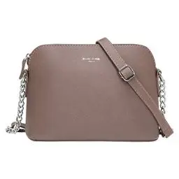Produktbild: David Jones - Damen Kleine Umhängetasche - Frau Handtasche PU Leder - Tasche Kette Schultertasche Crossbody Bag - Abendtasche Zip Reißverschluss - Party Handy City Clutch Mode Elegant - Taupe Braun