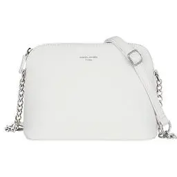 Produktbild: David Jones - Damen Kleine Umhängetasche - Frau Handtasche PU Leder - Tasche Kette Schultertasche Crossbody Bag - Abendtasche Zip Reißverschluss - Party Handy City Clutch Mode Elegant - Weiß