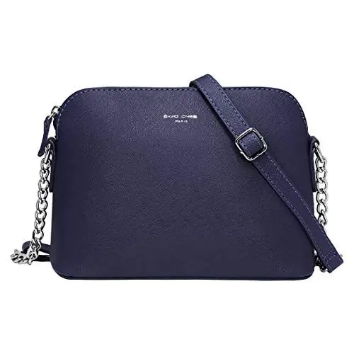 Produktbild: David Jones - Damen Kleine Umhängetasche - Frau Handtasche PU Leder - Tasche Kette Schultertasche Crossbody Bag - Abendtasche Zip Reißverschluss - Party Handy City Clutch Mode Elegant - Blau