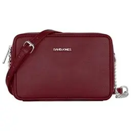 Produktbild: David Jones - Damen Kleine Umhängetasche - Frau Quadratische Handtasche PU Leder - Kette Schultertasche Elegant Crossbody Bag - Handy Tasche Mini Abendtasche Party Clutch Pochette Mode - Bordeaux Rot