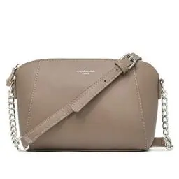 Produktbild: David Jones - Damen Kleine Umhängetasche - Frauen Handtasche Klein PU Leder - Schultertasche Crossbody Bag - Kette Tasche - Abendtasche Clutch Pochette Party Handy Alltag Mode Elegante - Beige Taupe