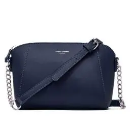 Produktbild: David Jones - Damen Kleine Umhängetasche - Frauen Handtasche Klein PU Leder - Schultertasche Crossbody Bag - Kette Tasche - Abendtasche Clutch Pochette Party Handy Alltag Mode Elegante - Dunkelblau