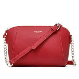 Produktbild: David Jones - Damen Kleine Umhängetasche - Frauen Handtasche Klein PU Leder - Schultertasche Crossbody Bag - Kette Tasche - Abendtasche Clutch Pochette Party Handy Alltag Mode Elegante - Rot
