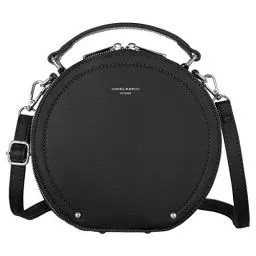 Produktbild: David Jones - Damen Runde Umhängetasche - Frauen Kreis Tasche PU Leder - Elegante Crossbody Bag - Top Griff Schultertasche - Schicke Kleine Handtasche - Clutch Pochette Abendtasche Mode - Schwarz