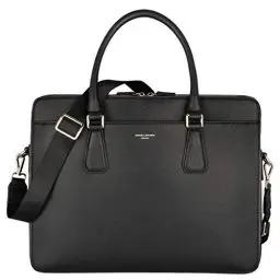 Produktbild: David Jones - Herren Aktentasche - Mann Business Tasche - 13 Zoll Laptoptasche Arbeitstasche - Saffiano PU Leder A4 Handtasche Schultertasche Umhängetasche - Briefcase Messenger Arbeit Büro - Schwarz
