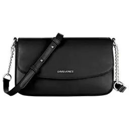 Produktbild: David Jones - Kleine Umhängetasche Damen - Crossbody Bag PU Leder - Frau Kette Schultertasche Rechteckige Tasche - Abendtasche Handy Handtasche Clutch Kettentasche - Elegant Reise Party - Schwarz