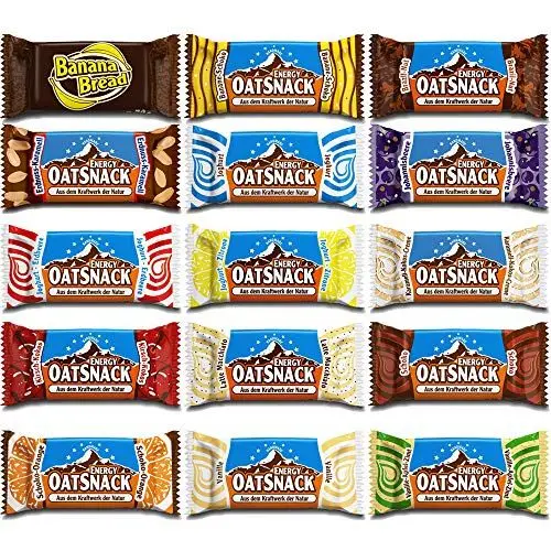 Produktbild: Davina Energy OatSnack Riegel - MIX Box - Haferflocken Kohlenhydrat Riegel, von Hand gemacht, 15 Riegel (980 g)