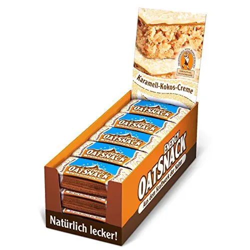 Produktbild: EnergyOatSnack Karamell-Kokos-Creme (15x65g) | Kohlenhydrat Energieriegel mit Haferflocken für Sport & Freizeit | Langanhaltende Energie & leckerer Geschmack | Handgemacht & Veggie | Das Original