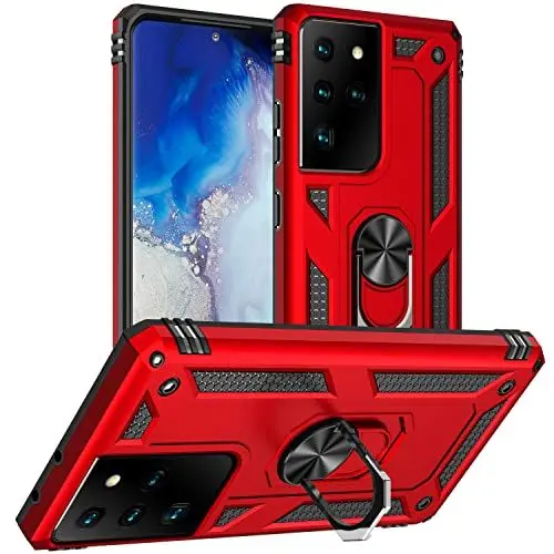 Produktbild: DAWEIXEAU für Galaxy S21 Ultra Hülle,S21 Ultra 5G Handyhülle Hybrid Harte Rüstung Drop Resistance Handys Schutzhülle für Galaxy S21 Ultra (Rot)