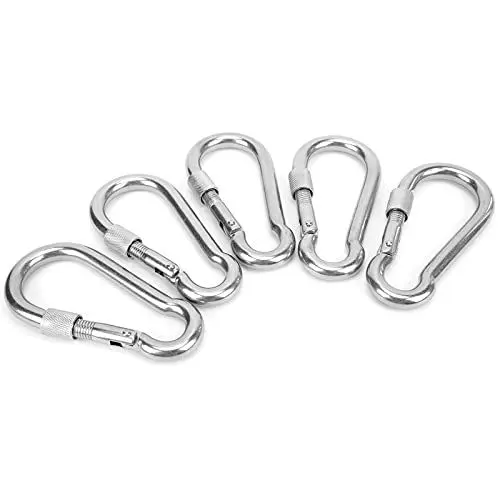 Produktbild: DAWH Kletterkarabiner, verriegelbare Kletterkarabiner Edelstahl Rostfrei und Korrosionsschutz zum Wandern zum Angeln zum Camping