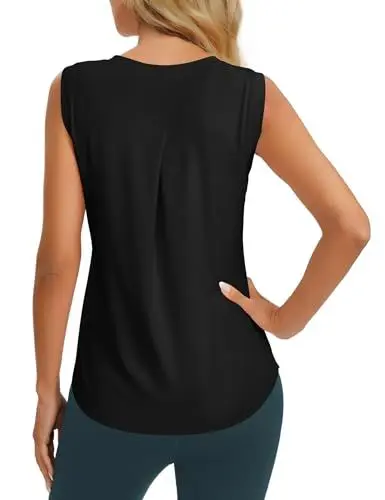 Produktbild: Dawnrole Damen Sport Top Ärmelloses Tennis Fitness Shirt Damen Leichte Yoga Sport Oberteile