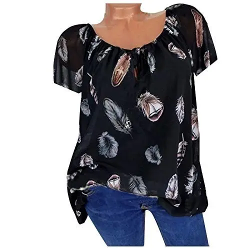 Produktbild: HOOUDO Sale Angebote Blitzangebote Lose Ärmellen-T-Shirt Kurze Töpfe im Sommer V-Kragen für Frauen Top Mit Tiefem Ausschnitt Fitness Tshirt Damen Damen Oberteil Mit Gumm Meine Bestellungen Anzeigen