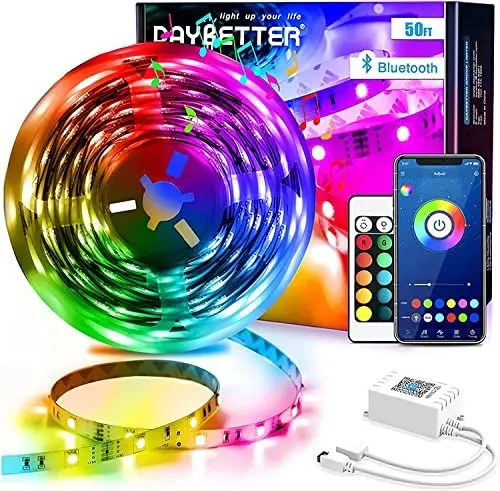 Produktbild: DAYBETTER LED Strip 15M, led band 5050 RGB LED Streifen Bluetooth App-Steuerung LED Lichterkette Musik-Sync mit Fernbedienung für Schlafzimmer, Küche, Wohnzimmer und TV