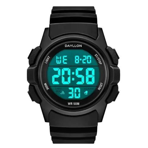 Produktbild: Dayllon Uhr für Männer Digitale Sportuhren Wasserdicht Militär Multifunktions Chronograph Stoppuhr Armbanduhr mit LED Hintergrundbeleuchtung/Alarm/Datum (Schwarz)