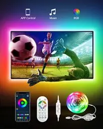 Produktbild: Daymeet LED Streifen für TV, 5M LED TV Hintergrundbeleuchtung für 55 bis 85 Zoll TV PC Monitor LED Strip, RGBIC Farbwechsel USB Musik Sync Steuerbar via App led fernseher beleuchtung