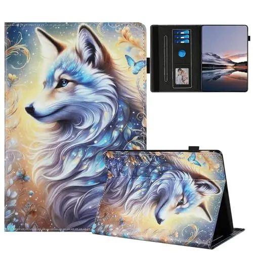 Produktbild: DayQiQiPu Hülle für Kindle Paperwhite (7 Zoll, 12th Gen, 2024 Freigabe) PU Leder Arktischer Wolf Muster Flip eReader Tasche Stand Kartensteckplätze Etui mit Auto Schlaf/Aufwach,06