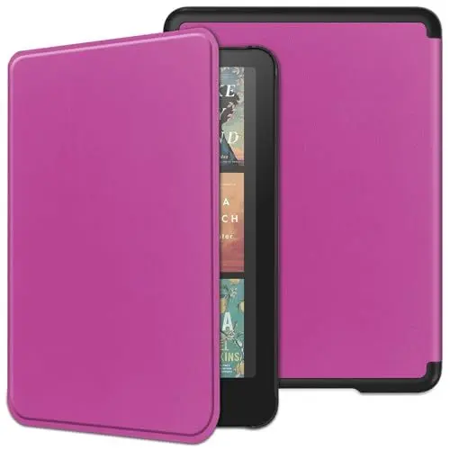 Produktbild: DayQiQiPu Hülle für Kindle Paperwhite Signature Edition (7 Zoll, 12th Gen, 2024 Freigegeben) Ultradünne PU Ledertasche eReader Hülle mit Auto Schlaf/Aufwach Fallschutzabdeckung,Lila