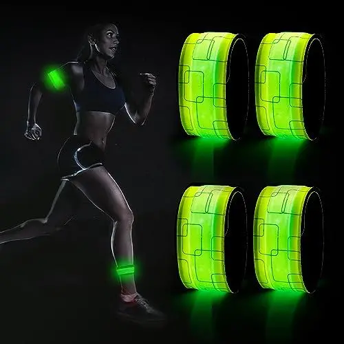 Produktbild: DazSpirit 4 Stück LED Armband, Batterieleistung LED leucht Armbänder Lichtband, Band leuchtarmband Kinder Nacht Sicherheits Licht für Joggen Laufen Hundewandern Running Outdoor Sports (Grün)